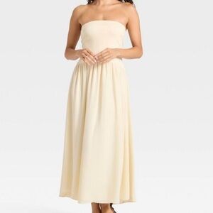 A New Day Women's Strapless Maxi Dress Cream M